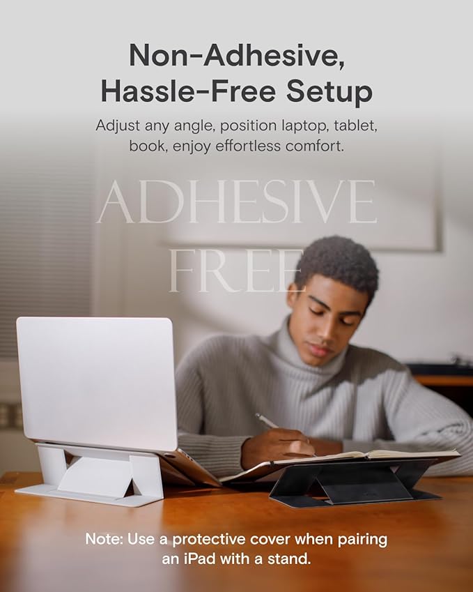MOFT Invisible Laptop Stand for Desk, Stick-Free Tablet and Computer Stand with Dual-Angle, Foldable&Portable Laptop Riser Holder, Fits 7-11" Tablets&11-14" Laptops, Space Gray (Non-Adhesive Version) - Image 3