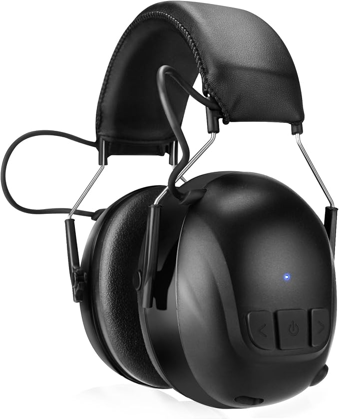 Kalence Bluetooth 6.0 Hearing Protection with 120H Working Time, 30dB Safety Earmuffs, Rechargeable Ear Protection Headphones with Mic for Mowing, Workshops, Construction, Snowblowing, Black by Kalence