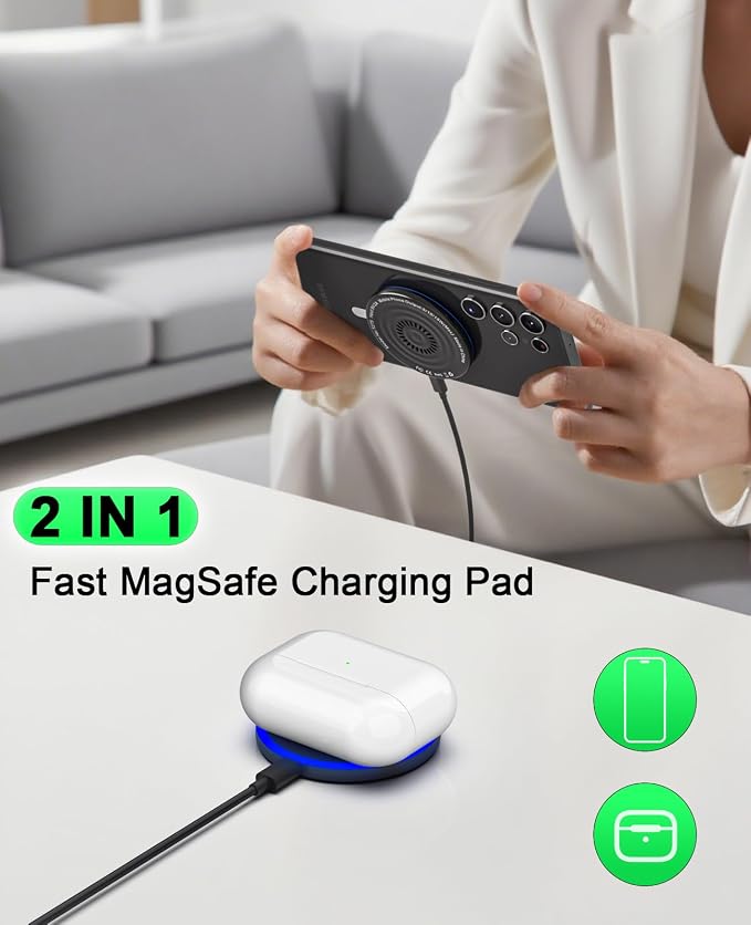 Wireless Charger 2Pack 6FT 15W Samsung Magnetic MagSafe Charger | Wireless Fast Charging Pad for Galaxy S26 S25 Ultra/S24 FE/S23 Ultra/S22/S21/Z Google Pixel 9 8a 7a 8 7 Pro | Strong Magnet - Image 6