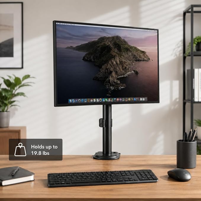 Mount-It! Single Monitor Desk Mount, Full Motion Arm, Fits 17-32" Screens | Full motion arm adjusts tilt, swivel & rotate, VESA compatible, clamp & grommet base. - Image 3