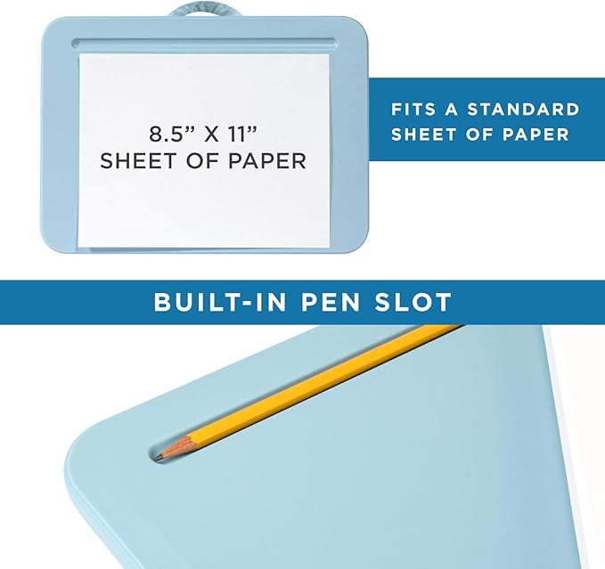 LAPGEAR Compact Lap Desk – Sky Blue, Fits 14" Laptops | Microbead Cushion, Built-In Pencil Slot, Carry Handle, Fits Standard Letter-Size Paper (8.5" × 11") - Image 4