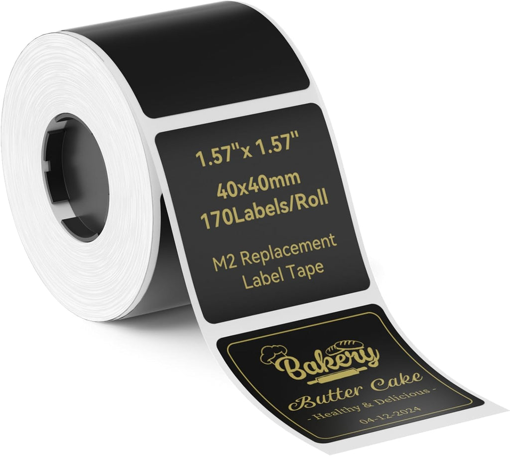 NIIMBOT Black Labels 1.57'' x 1.57'', Only for M2/M3 Label Maker by NIIMBOT