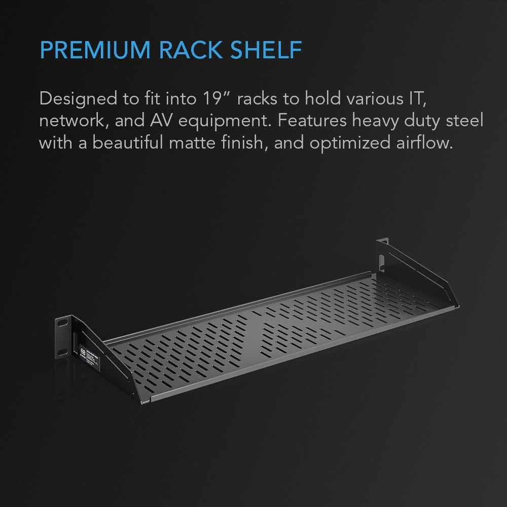 AC Infinity Vented Rack Shelf 1U, 6" Deep for 19" Server & AV Racks - Image 2