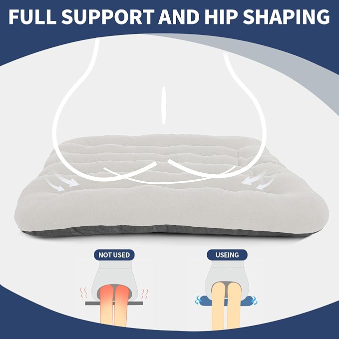 BUYUE Good Support Office Chair Cushion Padded, Soft Velvet Comfortable Non-Slip Seat Cushion for Computer Desk Kitchen Chair (1 Count, Light Gray) - Image 4