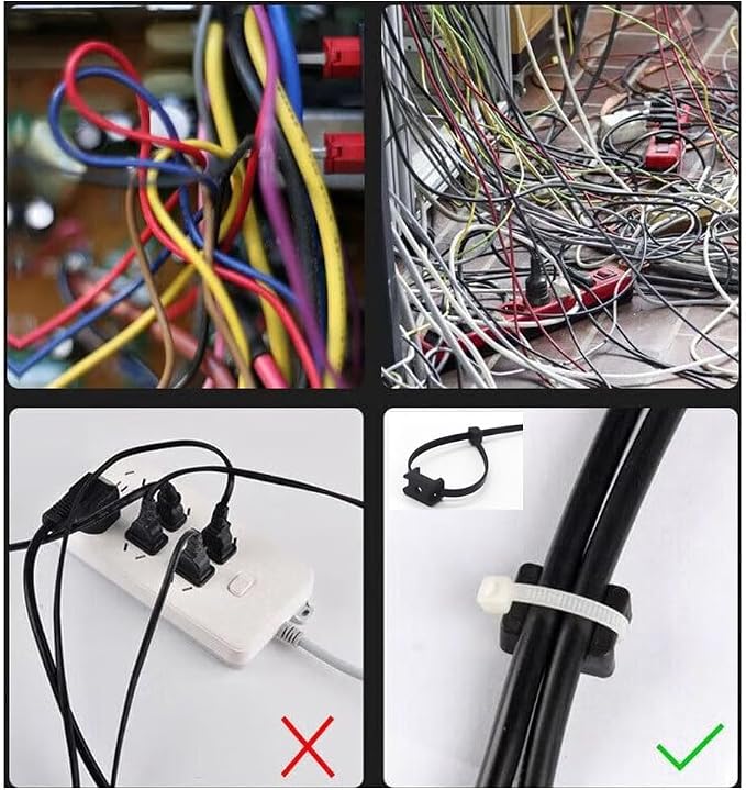 White Cable Zip Tie Mounts Kit-50 Pcs Cable Zip Tie Saddle Type Mounts Base with 50 Pcs 8" Cable Ties and 50 Pcs Tapping Screw, Wire Cable Clips Organizer Holders Clamps - Image 6