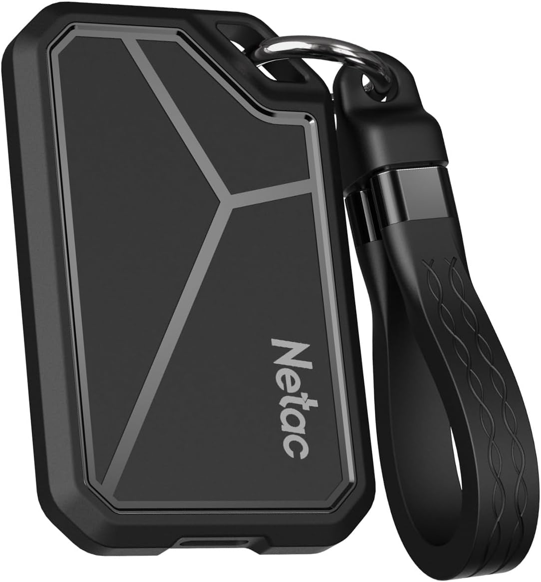 Netac ZX20V 512GB Portable SSD, Up to 2,050MB/s Read and 1,800MB/s Write, USB 3.2 Gen 2x2 20Gbps USB-C External SSD with Protective Silicone Sleeve for Phone, PC by Netac