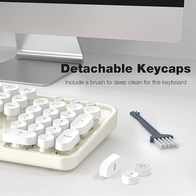 MOFII Wireless Keyboard and Mouse Combo, Milk White 2.4G Full Size Keyboard, Round Key Typewriter Keyboards and Cute Mice with 2-in-1 USB Dongle, for PC Laptop Chromebook Smart TV - Image 5