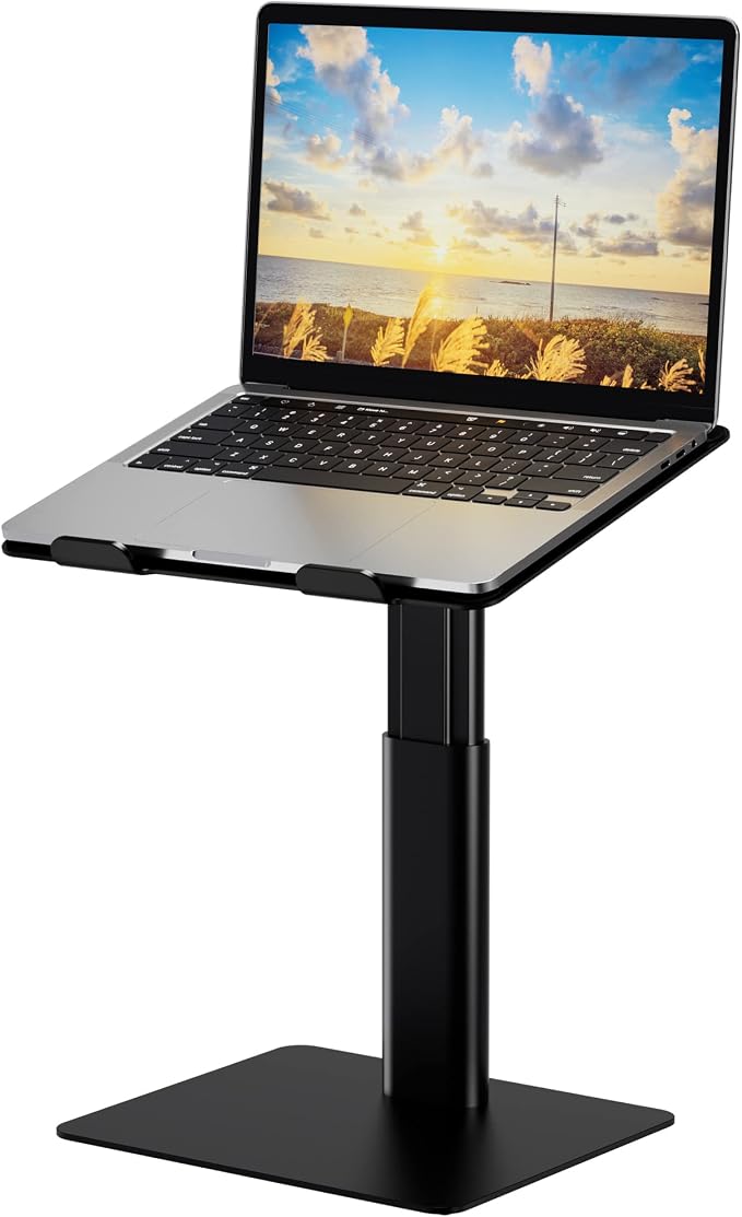 BESIGN LSX6 Computer Holder Stand, Ergonomic Adjustable Notebook Riser for Standing Work, Compatible with Air, Pro, Dell, HP, Lenovo More 10-14" Laptops, Black by BESIGN