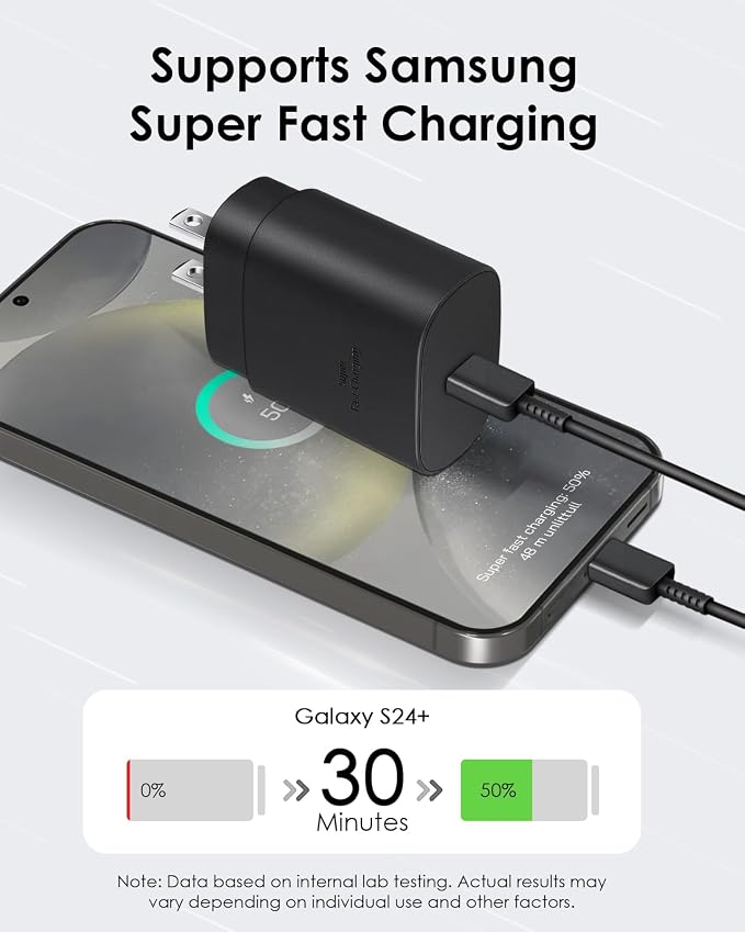 AISNI USB C Charger 25W Type C Charger Fast Charging Android Charger Block | for Galaxy S26 Ultra/S26/S26+/S25 Ultra/S25/24 Ultra/S24/S23 Ultra/S22 Ultra with 10 FT Long Phone Charger USB C Cord-Black - Image 3