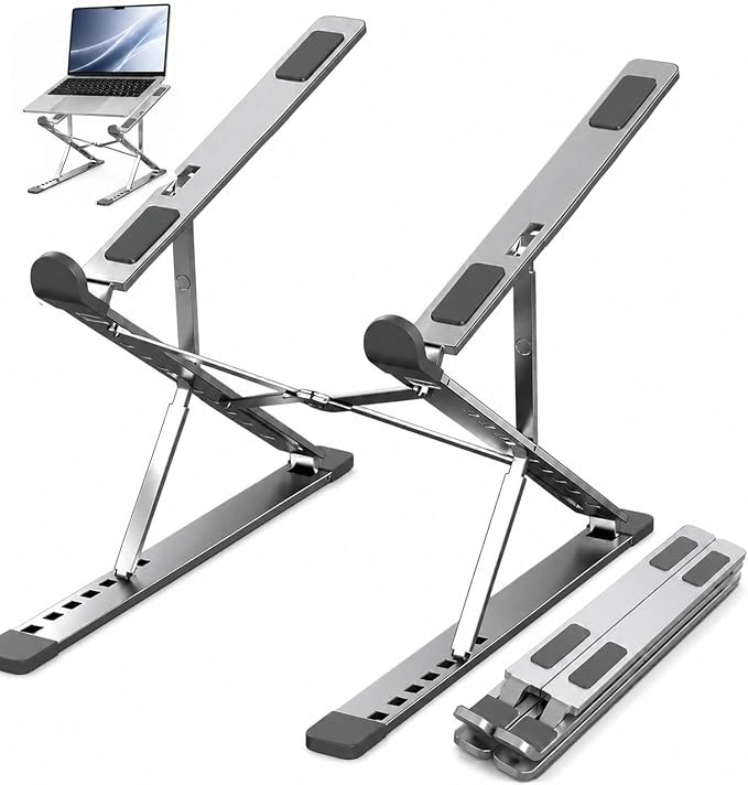 Adjustable Foldable Portable Laptop Stand for Desk Gray | Computer stand ;Portable notebook riser; foldable computer holder for 10–15 inch devices. by Unknown