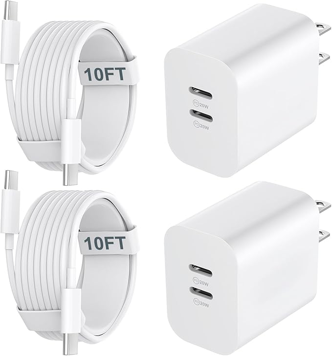 iPhone 17 16 15 Charger Fast Charging Cord 10FT Long USB C Charging Cable with 20W Type C Charger Block for iPhone 17 Pro Max/17 Pro/17/Air, 16 15 Pro Max/16 15 Pro/16 15,iPad Pro/Air, Android Phone by Auorld