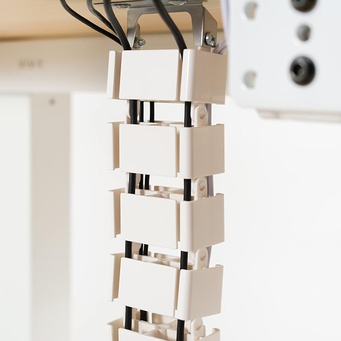 VIVO Under Desk Vertebrae Cable Management Kit, Adjustable Quad Entry Flexible Cord Organizer for Home Office, White, DESK-AC01C-W | Adjustable Quad Entry Flexible Cord Organizer for Home Office - Image 4