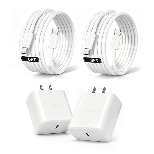 60W for Samsung Charger, Super USB C Fast Android Phone Charger 2Pack Cords | Type C Fast Charging Block with 6FT USB-C to USB C Cable Cords for Samsung Galaxy S26/S26 Ultra/S26+/S25Ultra/S25/S24/S23/S22 by Unknown