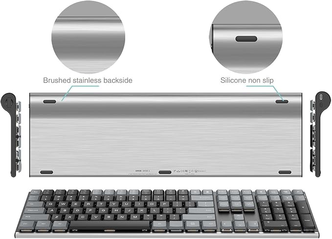 Arteck Mechanical 2.4G USB Wireless Keyboard, Tacktile Brown Switches Gray - Image 6