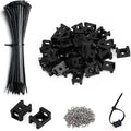 Cable Zip Tie Mounts Kit-100 Pcs Cable Zip Tie Saddle Type Mounts Base with 100 Pcs 8" Cable Ties and 100 Pcs Tapping Screw, Wire Cable Clips Organizer Holders Clamps by Unknown