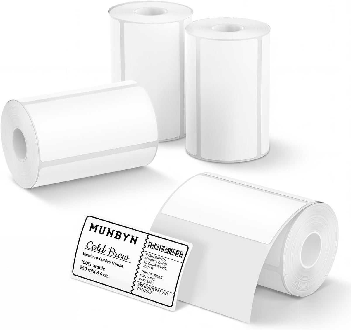 MUNBYN 4x2 Thermal Labels, 2000 Sheets/4 Roll，White by MUNBYN