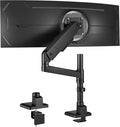 monTEK Tall Single Monitor Arm for 17 to 45 Inch Screen, Holds 35 Lbs | Adjustable Upgraded Heavy Duty Ultrawide Monitor Arm with C Clamp, Grommet Base, Cable Management, VESA 75/100mm by monTEK