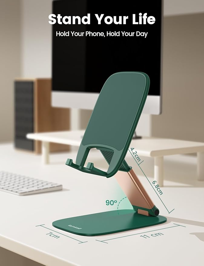 Lamicall Ultra-Thin Phone Stand, Green Office Desk Decor Accessories | Sage Green Desk Accessories, Office Cubical Decor for Men, Stocking Stuffers for Teens Girls Boys Gifts, Sturdy Phone Holder - Image 5