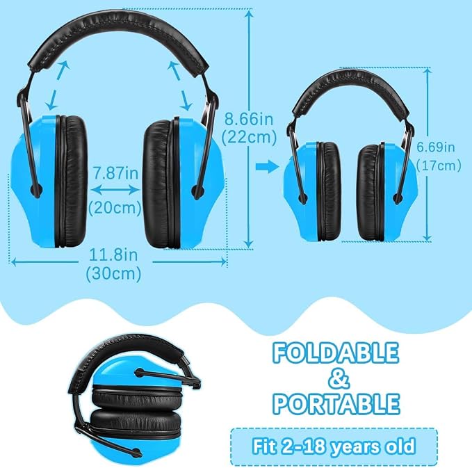 ZOHAN Kids Ear Protection 2 Pack, 25dB NRR Noise Cancelling Headphones for Kids, with Pillowy Pads, for Monster Truck, School, Autism, Sensory, Fireworks, Concerts, Events (Blue+Green) - Image 7