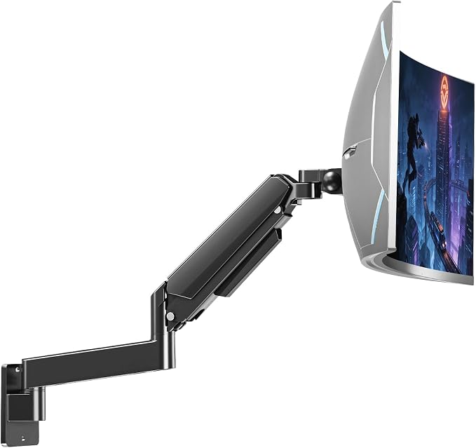 MOUNTUP Monitor Wall Mount for 49 45 43 40 35 32 27 24 Inch Screens, Heavy Duty Wall Monitor Mount, Holds 4.4 to 44 lbs, Ultrawide Monitors Arm Wall Mount, VESA Mount 75x75/100x100mm by MOUNTUP