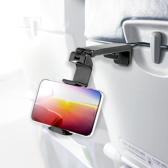 Airplane Cell Phone Stand Flight Mount Foldable Portable Phone Holder Desk Bed Compatible with iPhone 15 Pro Max Airplane Travel Essentials Gadgets Accessories Flying Office Women Men - Image 8