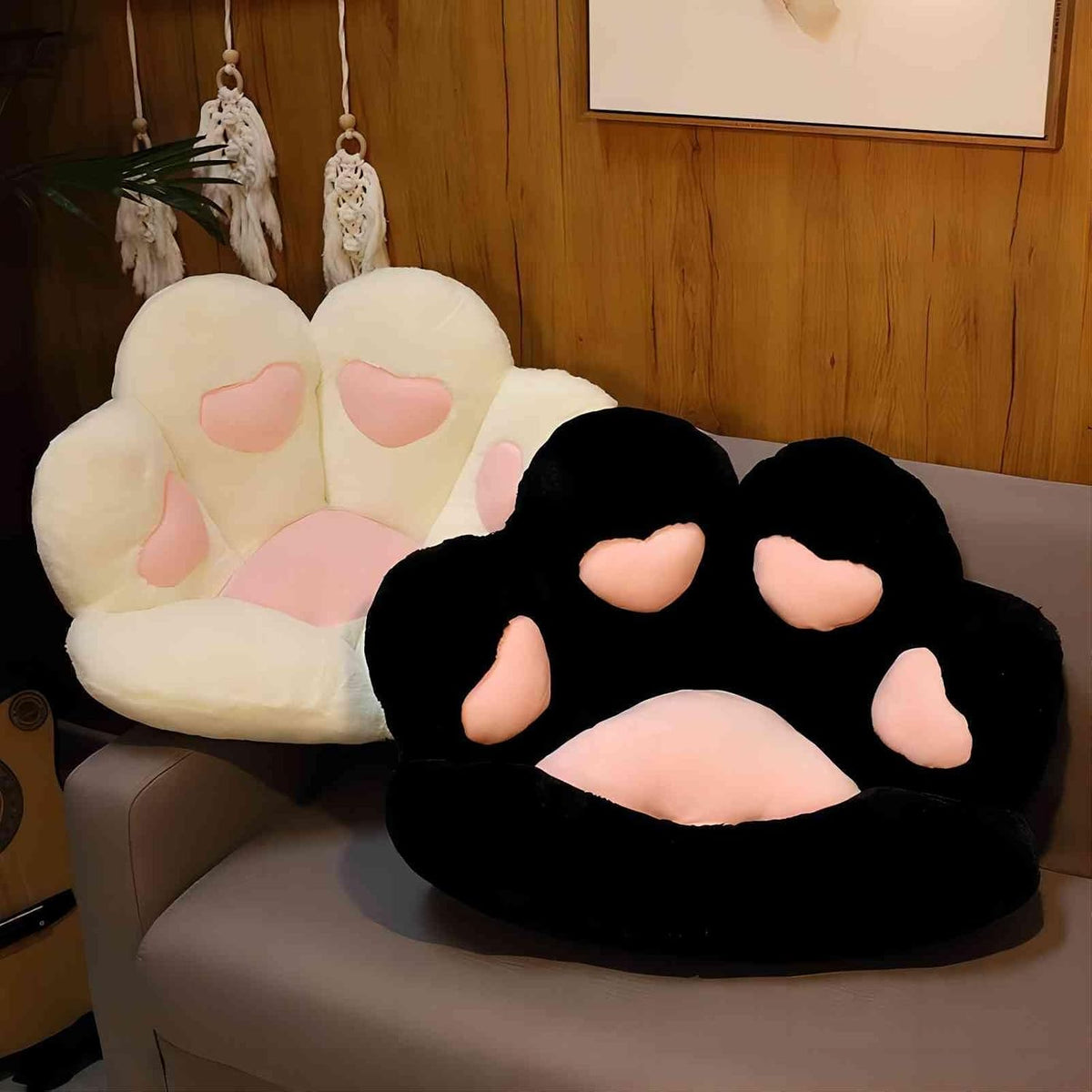 Ditucu Cat Paw Cushion Kawaii Chair Cushions 31.4 x 27.5 inch Cute Stuff Heart-Shaped Seat Pad Comfy Lazy Sofa Office Floor Pillow for Gaming Chairs Room Decor Black - Image 6