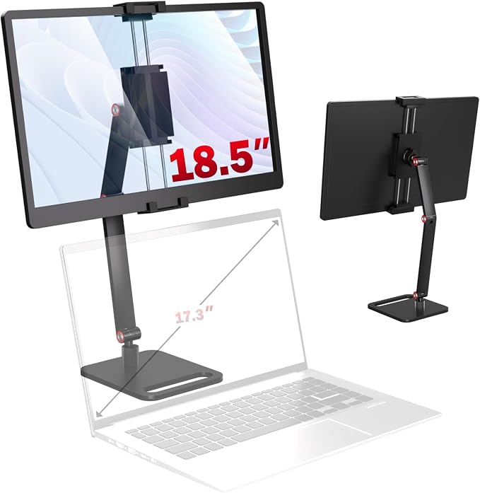 Portable Monitor Stand for Desk 15.6"17.6"18.5",Tablet / iPad Stand | Portable Monitor Holder 6-18.5",Adjustable Tablet Arm Mount, iPad Holder for Desk, for 4.7"-12.9" i Pad Pro/Air/Mini by Hnfrwd