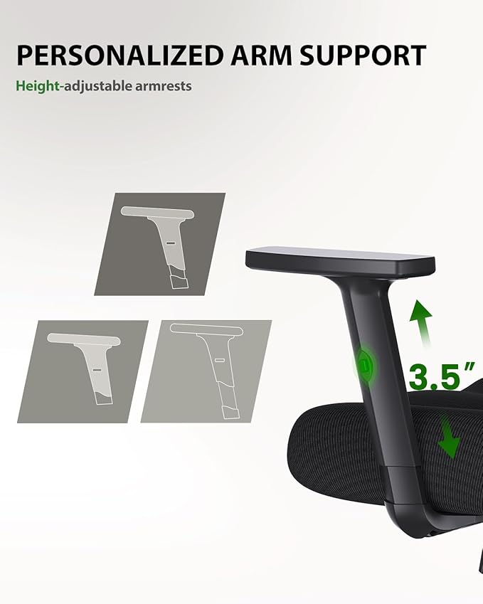 Marsail Ergonomic Office Chair Ergonomic Gaming Chair with Lumbar Support, 2D Headrest, Adjustable Armrests, Contoured Seat Cushion, Computer Desk Chair with Wheels for Home and Office, Pack of 15 - Image 5