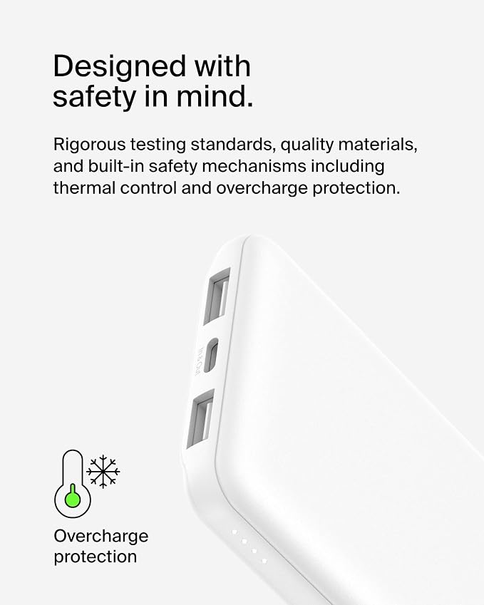 Belkin 10000mAh 15W 3 Port Power Bank, USB A to USB C Cable Included | Fast Charging, iPhone 17, Samsung Galaxy, Pixel, Airpods, iPad, Nintendo Switch 2, Battery Pack, USB C Port, USB A Port - Image 8
