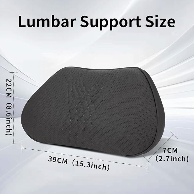 Lumbar Support Pillow for Car Seat, Office Chair, Black, 1PC | Leather Lumbar Pillow Memory Foam Lower Back Cushion for Back Pain Relief Improve Posture, Ergonomic Back Rest Gaming Chair - Image 7