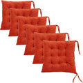 6 Pack Square Seat Cushion Chair Pads for Kitchen Dining Chairs, Soft Comfort Velvet Chair Mat Pillow Cushions with Ties for Office Desk Living Room Tatami 15.5", Orange by MissSoul