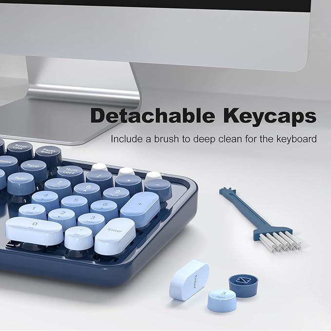 MOFII Wireless Keyboard and Mouse Combo, 2.4GHz Retro Typewriter Keyboard Full Size, Cute Wireless Mice, USB Dongle Plug and Play, for Laptop, PC, Desktop, Windows (Sea Blue Gradient Color) - Image 5