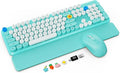 Wireless Keyboard and Mouse Combo, Blue, Round Keycaps, Magnetic Wrist Rest by Trueque