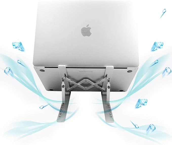Laptop Stand, Adjustable Aluminum Foldable Portable Holder, Upgrade Whole Anti-Slip Silicone Pad, Laptop Riser for Desk Compatible with MacBook Air Pro/iPad, Lenovo and More 10-15.6” Tablets - Image 7
