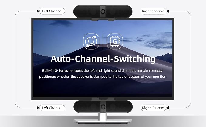 Computer Speakers for Desktop PC, Monitor Speakers with Easy Volume Knob, Sturdy Clamp, Clear Sound, Decent Bass, USB Plug in External Speakers for Laptop, Small PC Soundbar, USB-C Adapter, 5Ft Cable - Image 3