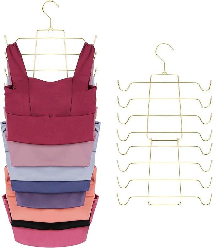 ZEDODIER 2 Pack Tank Top Hanger, Bra Organizer for Closet, Space Saving | 32 Hooks Total, Sturdy Metal, 360° Rotating, Foldable Design, Hanging Closet Organizers and Storage for Apartments and Dorms by ZEDODIER