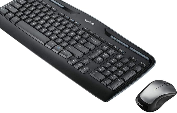 Logitech MK335 Full Size Quiet Wireless Keyboard Mouse Combo - Black/Silver | Full size low-profile quiet keyboard, full size ambidextrous contoured mouse with rubberized side grips, Windows ChromeOS - Image 2