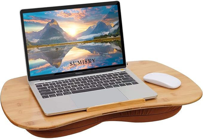SUMISKY Lap Desk-Portable Laptop Table with Cushion Bamboo Platform Phone Holder L(21.6"x13.8") - Image 6