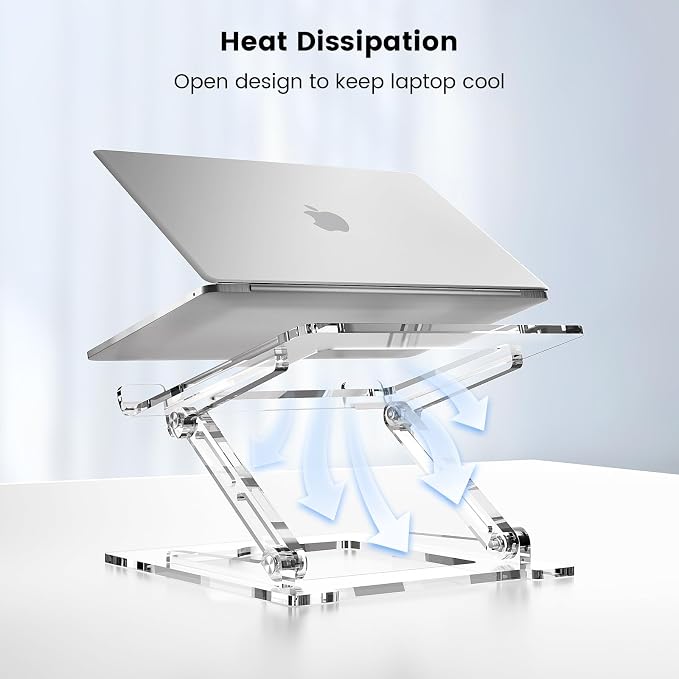 Laptop Stand for Desk, Portable Acrylic Laptop Riser, Ergonomic Adjustable Computer Stand Holder for Notebook MacBook Air Pro, Dell XPS, HP (10-17.3'') - Image 7