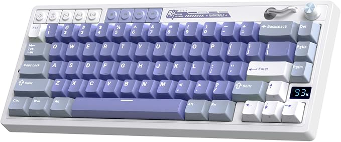 RK ROYAL KLUDGE M65 Wireless Mechanical Keyboard with Volume Knob, 60% Tri-Mode Gaming Keyboard 2.4G/BT/USB-C, Gasket Mount, Battery Display, PBT Keycaps, Hot-Swappable Beige Switch, Blue by RKROYALKLUDGE