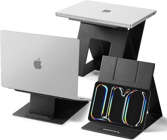 Spigen Slim Fold Portable Standing Desk Laptop Stand Foldable | Ergonomic Angle Lift Anti-Slip for MacBook Neo, MacBook Air, MacBook Pro 11"-16" and iPad/Air/Pro and More - Black by Unknown
