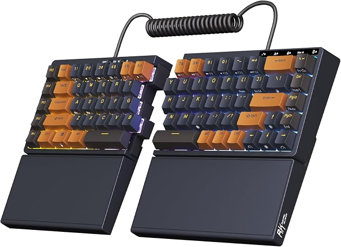 RK ROYAL KLUDGE S70 Ergonomic Split Keyboard, Tactile Brown Switch Black | Wireless RGB Mechanical Keyboard with Bluetooth/2.4G/Wired, 75% Hot Swappable Gaming w/Fixed Wrist Rest, PBT Keycaps, Win/Mac by RKROYALKLUDGE