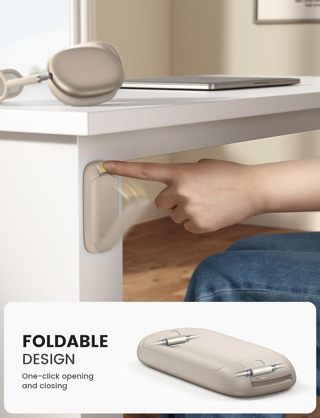 Lamicall Headphone Stand, Sticky Headset Holder, Foldable Headphone Holder - Image 2