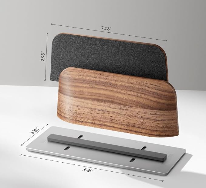UPERGO Vertical Laptop Stand for Desk, Laptop Holder to Dock MacBook, MacBook Pro and Other Laptops, Black Walnut Wood | Solid Walnut & Aluminum, Adjustable 0.6"-1.4", Scratch-Resistant Pads, Anti-Slip Base, Fits iPad Dell HP - Image 7