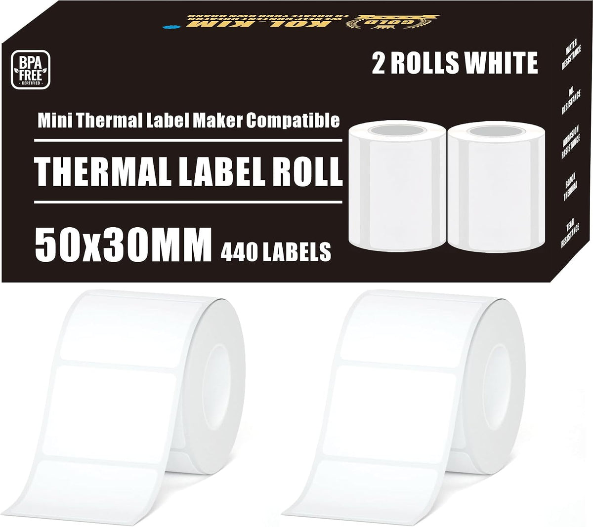 2 Rolls 2"x1.18" Thermal Tape for Phomemo M110 Thermal Labels 50x30mm by KOl.KIM
