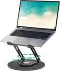 Laptop Stand for Desk Adjustable Computer Stand with 360 Rotating Base Ergonomic Laptop Riser Mount for Desk Foldable Protable Computer Desk Fits with MacBook Pro Air, Round Black by Unknown
