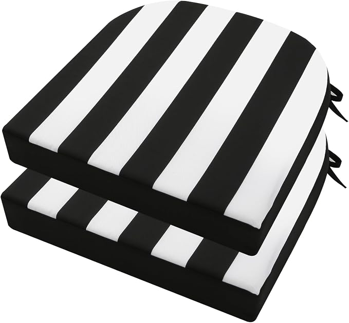 idee-home Outdoor Chair Cushions Set of 2, 17 x 17 Outdoor Seat Cushions | Patio Chair Cushions for Outdoor Furniture Waterproof with Ties, Outdoor Seat Cushion, Patio Chair Pads Dining Chair by idee-home