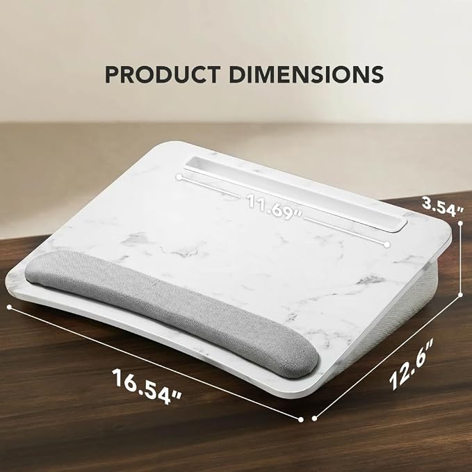 HUANUO Laptop Lap Desk with Cushion, Fit up to 15.6" Laptop，Marble | Portable Lap Desk with Pillow Cushion, Anti-Slip Strip & Storage Function for Home Office Students as Computer Laptop Stand - Image 3