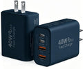USB C Wall Fast Charger Block, 40W 4-Port Type C Charger Fast Charging Blocks PD Power Charger Adapter+QC 3.0 USB Multiport Charger Brick for Phone 17/16/15/14/13/12 Pro Max, Pad, GalaxyS25-Navy Blue by Duloch