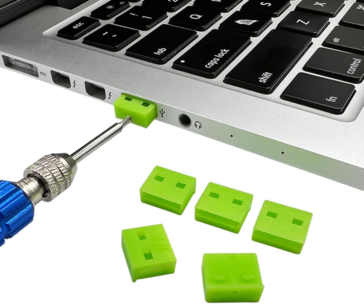 50Pcs USB Port Lock with 3 Keys, Locking USB Port/Dust Blocker, USB Dust Cover Cap Female Port Plugs Protector, Compatible with Computer,TV,Router,USB Devices (Green) by WXZRLIU